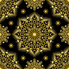 seamless pattern with golden ornament