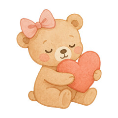 Fototapeta premium PNG Cute teddy bear with heart.