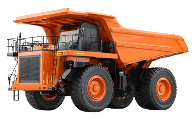 Obraz premium Orange mining haul truck isolated on transparent background