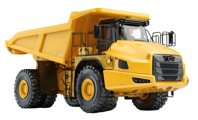 Yellow mining haul truck isolated on transparent background