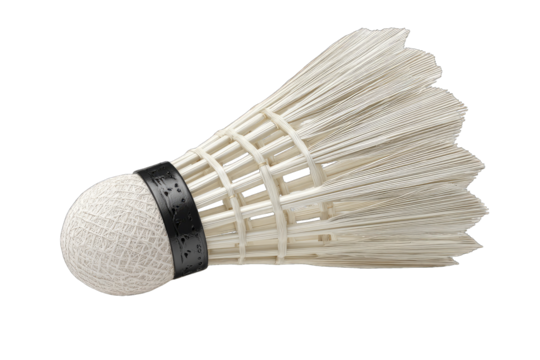 White badminton shuttlecock, close-up