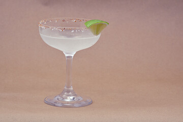 Crystal Clear Margarita Served with Spicy Rim and Lime