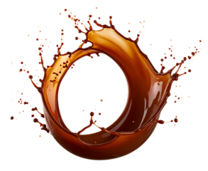 Chocolate splash letter o isolated on transparent background
