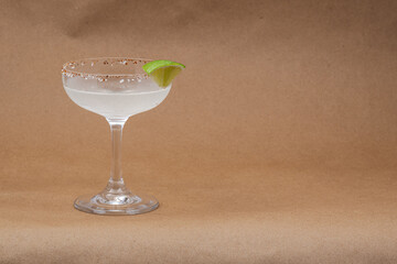 Classic Margarita Cocktail with Chili Salt Rim and Lime Garnish