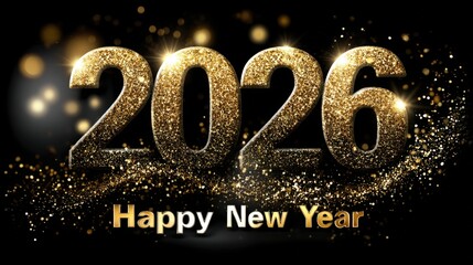 Bright golden numbers display 2026 alongside sparkling decorations, symbolizing joy and hope for the new year during the Christmas season. Celebrate with cheer and warmth as holidays unfold