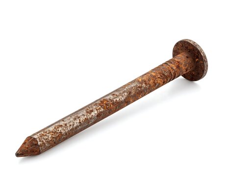 Rusty nail, isolated, white background