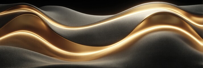 Abstract gold and grey waves flowing