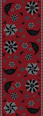 Traditional floral carpet design with rich burgundy background. Great for packaging, website headers, textile prints, and decorative projects. Vertical. EPS10. 