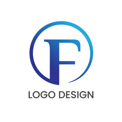 Minimalist F Circle Logo Design Template