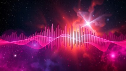 Cosmic nebula colors form an abstract soundwave pulsing with interstellar rhythms.