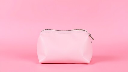 A stylish makeup bag displayed on a pink background, emphasizing elegance and organization.