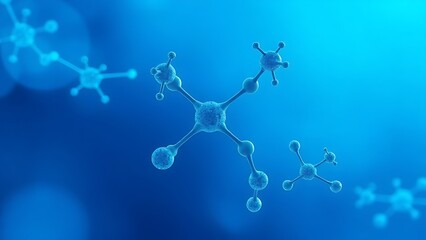 An abstract representation of a molecular structure in cool blue tones, illustrating scientific beauty.