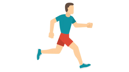 Animated Man Running, Flat Design Illustration on Black Background