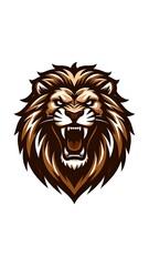 Obraz premium Roaring Lion Head, Mascot Design, White Background