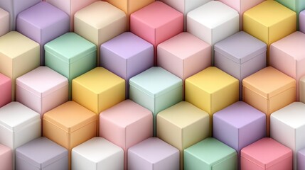 Pastel-colored cubes arranged in a diagonal pattern