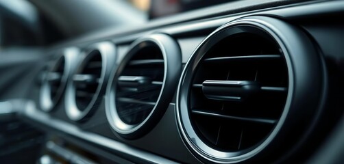 Close-up of car air conditioning vents blowing cool air,  comfort,  car accessories
