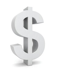 Fototapeta premium White Dollar Sign, 3D Render, Isolated