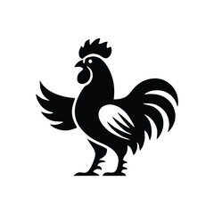 Black Rooster Silhouette Icon Design