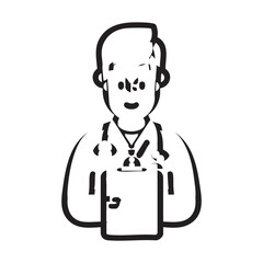 Doctor vector illustration: medical professional graphic, healthcare clip art eps silhouette