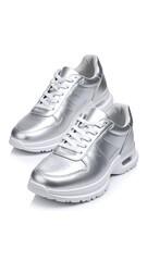 Silver Sneakers, Studio Shot, White Background