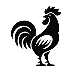 Black Rooster Silhouette Icon Design