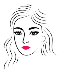 Minimalist Woman Face Line Art Beauty Illustration.