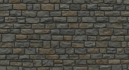Fototapeta premium A closeup view of a gray and tan stone brick wall
