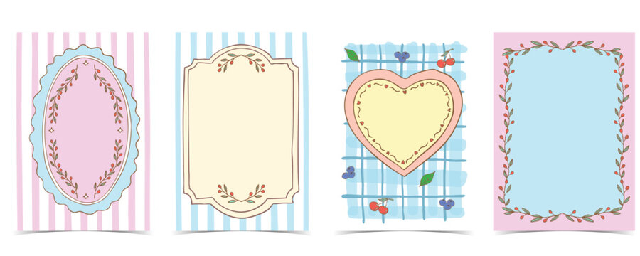 oval and heart vintage frame on blue gingham background coquette style.vector illustration for birthday party, invitation card, social media template