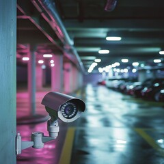 High-Tech Security Camera in Parking Garage