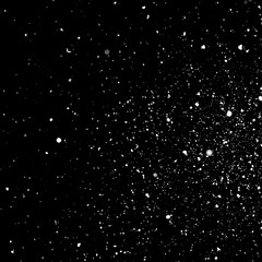 White particles on black background, night sky simulation