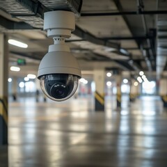 High-Tech Security Camera in Parking Garage