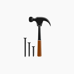 design logo creative hammer and nail