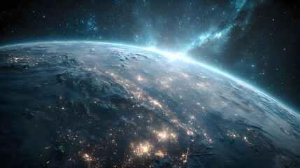 Fototapeta premium Cosmic Event: Planetary Impact and Stellar Rays