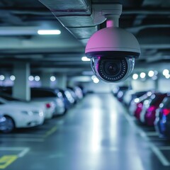 High-Tech Security Camera in Parking Garage