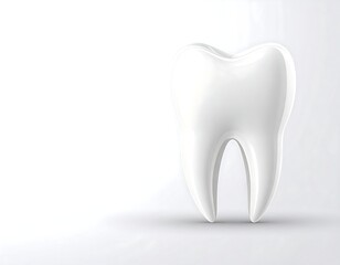 White Tooth 3D Render, Plain Background