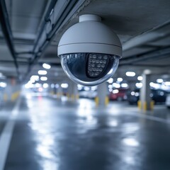 High-Tech Security Camera in Parking Garage