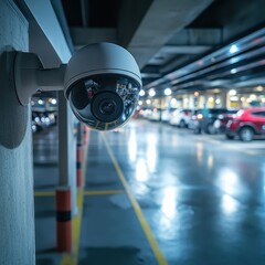 High-Tech Security Camera in Parking Garage