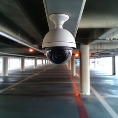 High-Tech Security Camera in Parking Garage