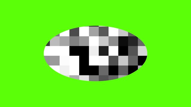 blur mosaic censored oval shape on green screen background