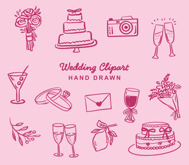 Wedding clipart hand drawn set collection