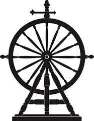 Spinning Wheel Silhouette,  Isolated on White