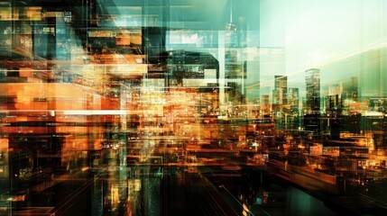 Fototapeta premium Abstract Cityscape with Overlapping Geometric Shapes