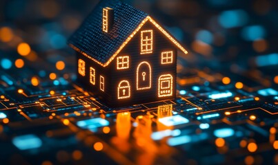 Representation of home insurance and security, featuring symbols of protection for residential property. This visual reflects the security industrys focus on providing peace of mind, Generative AI