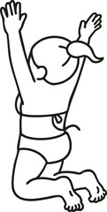 hand drawn vector illustration of a diving girl