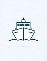 Obraz premium Simple line drawing of a ship at sea, front view