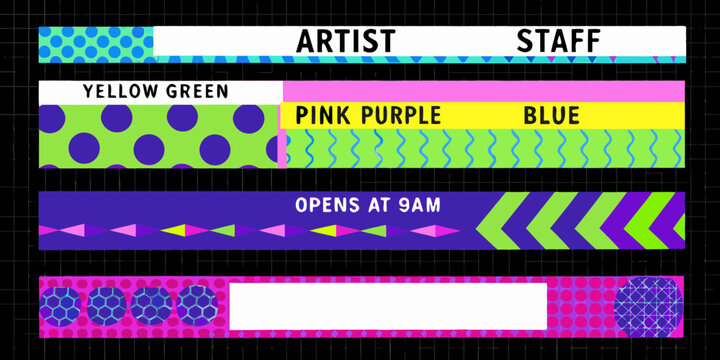 Colorful Abstract Banners with Geometric Patterns and Text for Events or Promotion