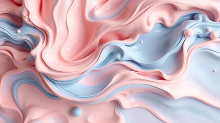 Fototapeta premium Soft flowing waves of blue and pink paint splash abstract background with a colorful, liquid texture