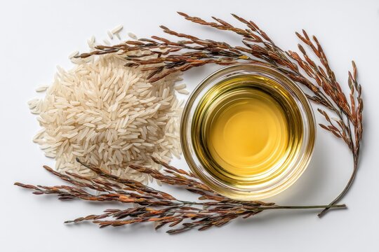 Rice oil, grains, and stalks