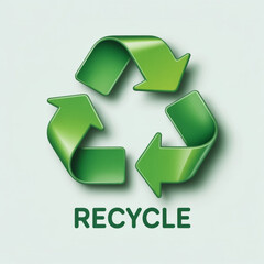 Green plastic looped arrows in circle  3d illustration icon illustration isolated on white background.
