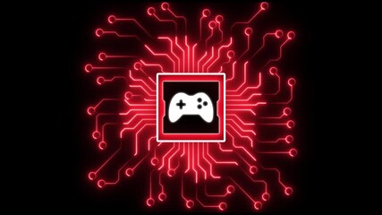 E sport retro video game pad and digital sport gaming symbol digital concept. Digital Data moving on Circuit Board and CPU . - Powered by Adobe